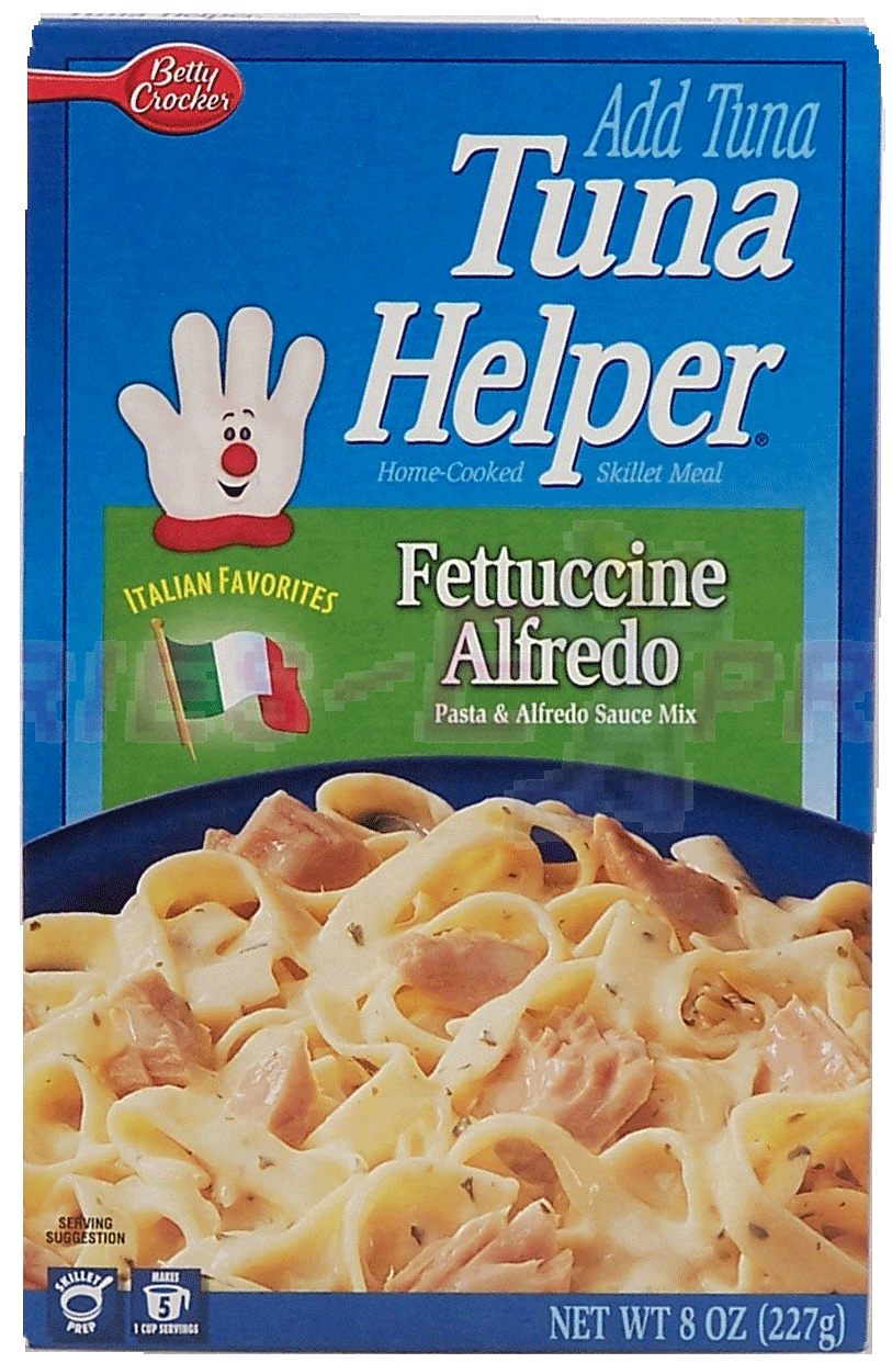 Betty Crocker&nbsp;Tuna Helper&nbsp;fettuccine alfredo: pasta and alfredo sauce mix, makes 5 1-cup servings Full-Size Picture